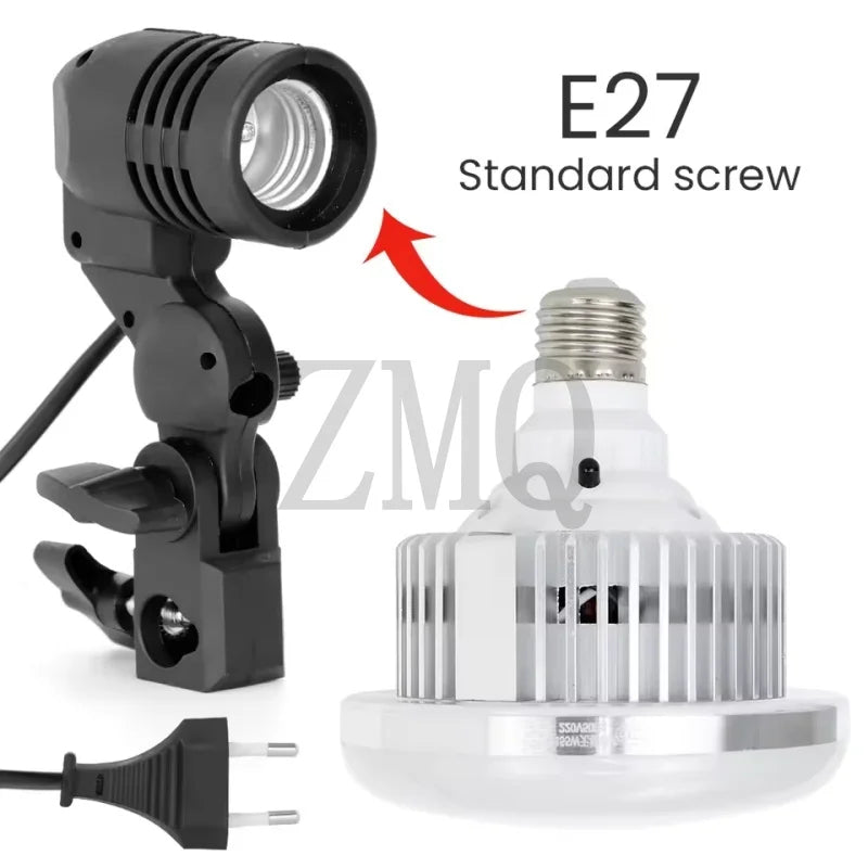 85W(Actual 50W) LED Light Bulb 3200K-5500K Photography Lamp Bulb Energy-saving Adjustable Brightness E27 Mount with Remote Control