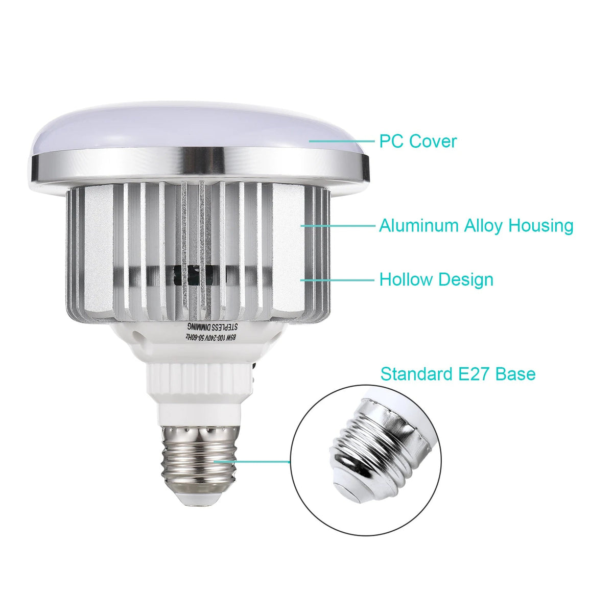 85W(Actual 50W) LED Light Bulb 3200K-5500K Photography Lamp Bulb Energy-saving Adjustable Brightness E27 Mount with Remote Control
