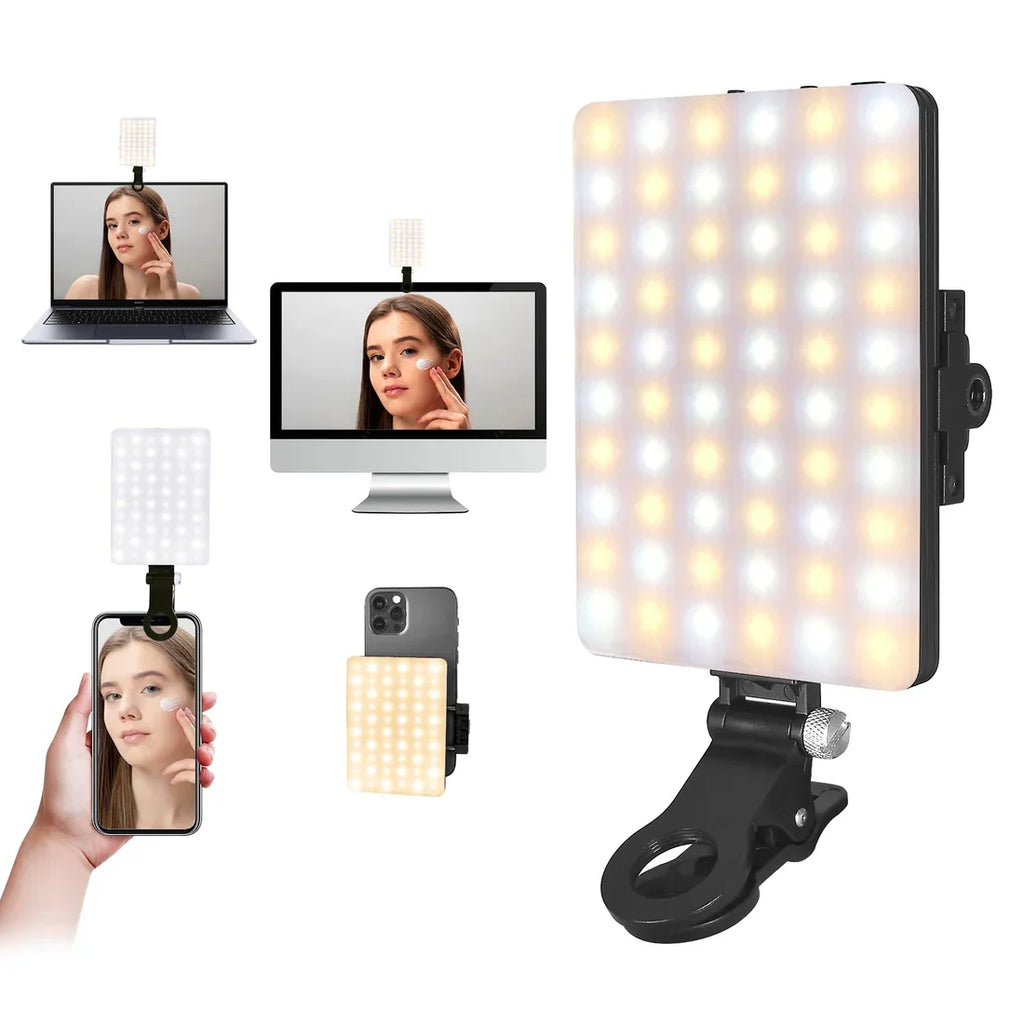 Rechargeable Dual-Clip Selfie Light (3 Modes) for Mobile & Laptop