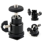 Mini Ball Head Mount for DSLR, Flash & LED Lights (360° Rotation)