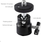Mini Ball Head Mount for DSLR, Flash & LED Lights (360° Rotation)